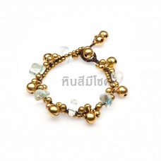 สร้อยข้อเท้าทองเหลือง หินฟลูออไรด์สีเขียว